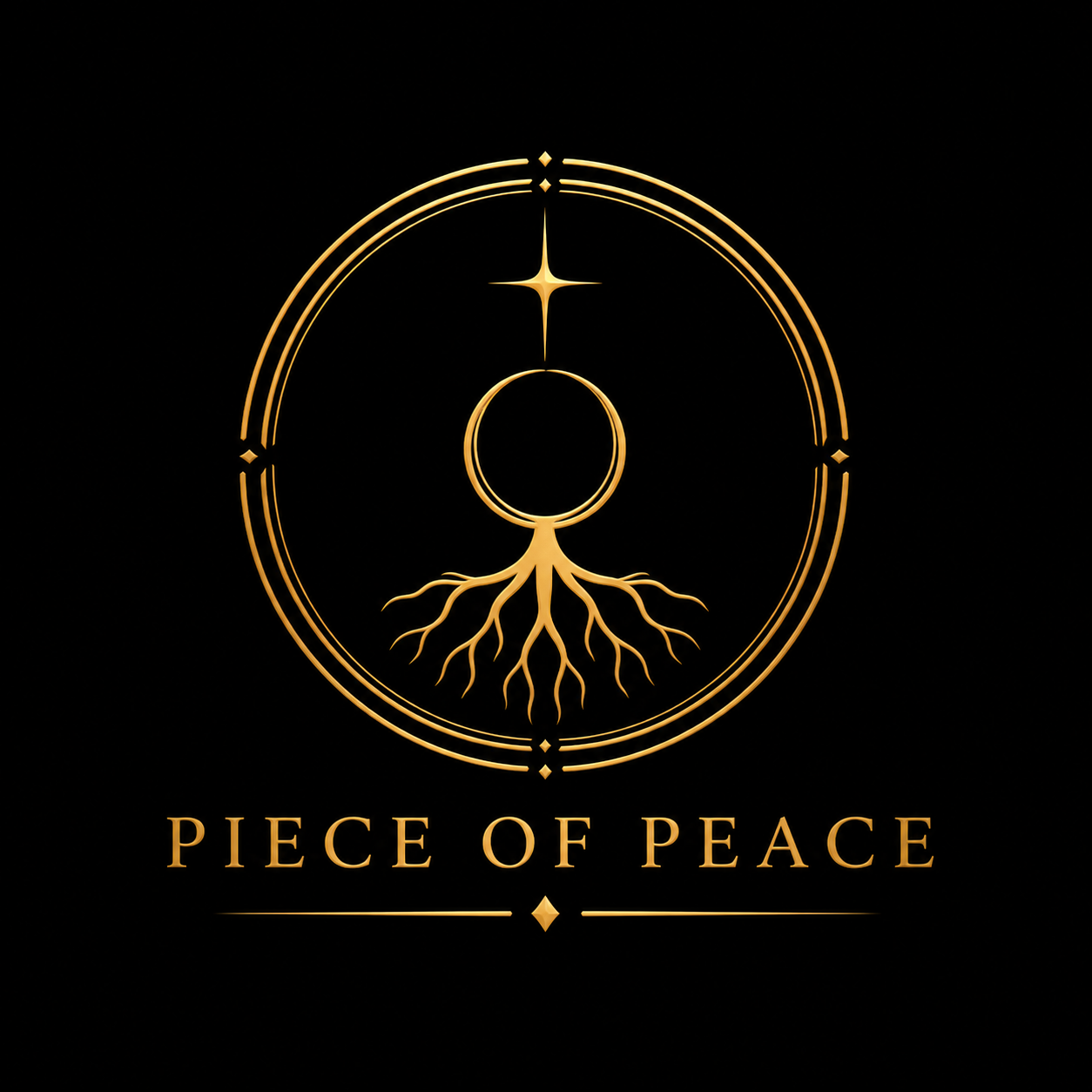 Piece of Peace logo — golden tree of life with a heart and roots